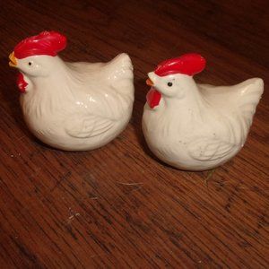 Chicken rooster salt pepper shakers set Japan